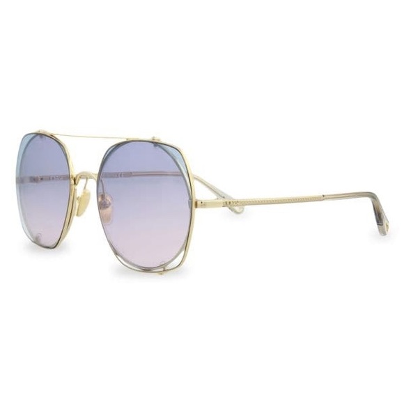 CHLOE DEMI GOLD BLUE GRADIENT SQUARE AVIATOR SUNGLASSES CH0042S - Picture 4 of 6